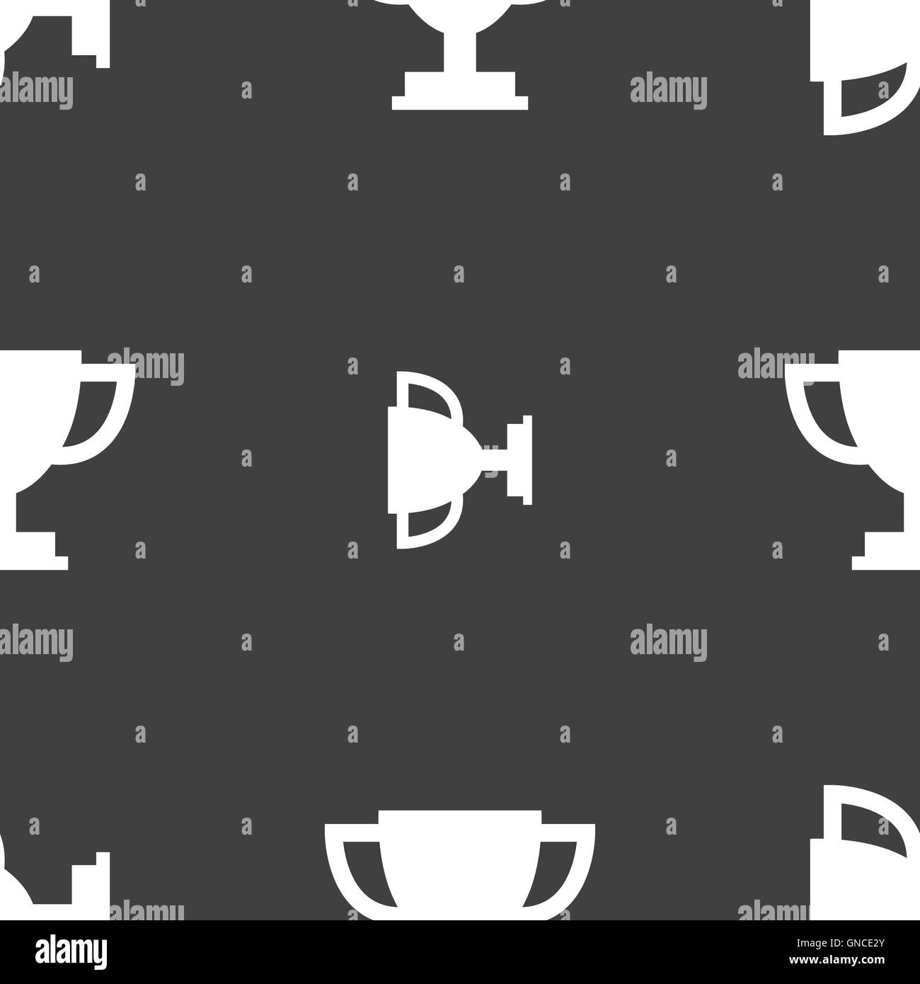 Trofeo icona Coppa del segno. Seamless pattern su uno sfondo grigio. Vettore Illustrazione Vettoriale