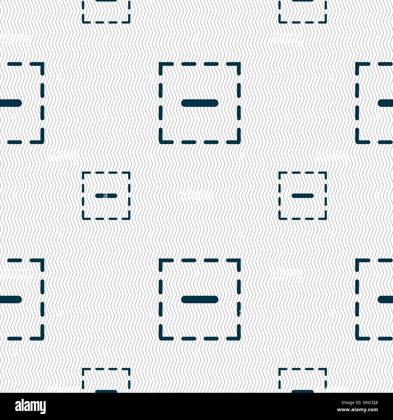 Il segno meno in un'icona quadrata segno. Modello senza cuciture con texture geometrica. Vettore Illustrazione Vettoriale