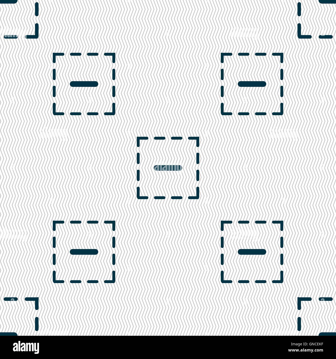 Il segno meno in un'icona quadrata segno. Modello senza cuciture con texture geometrica. Vettore Illustrazione Vettoriale