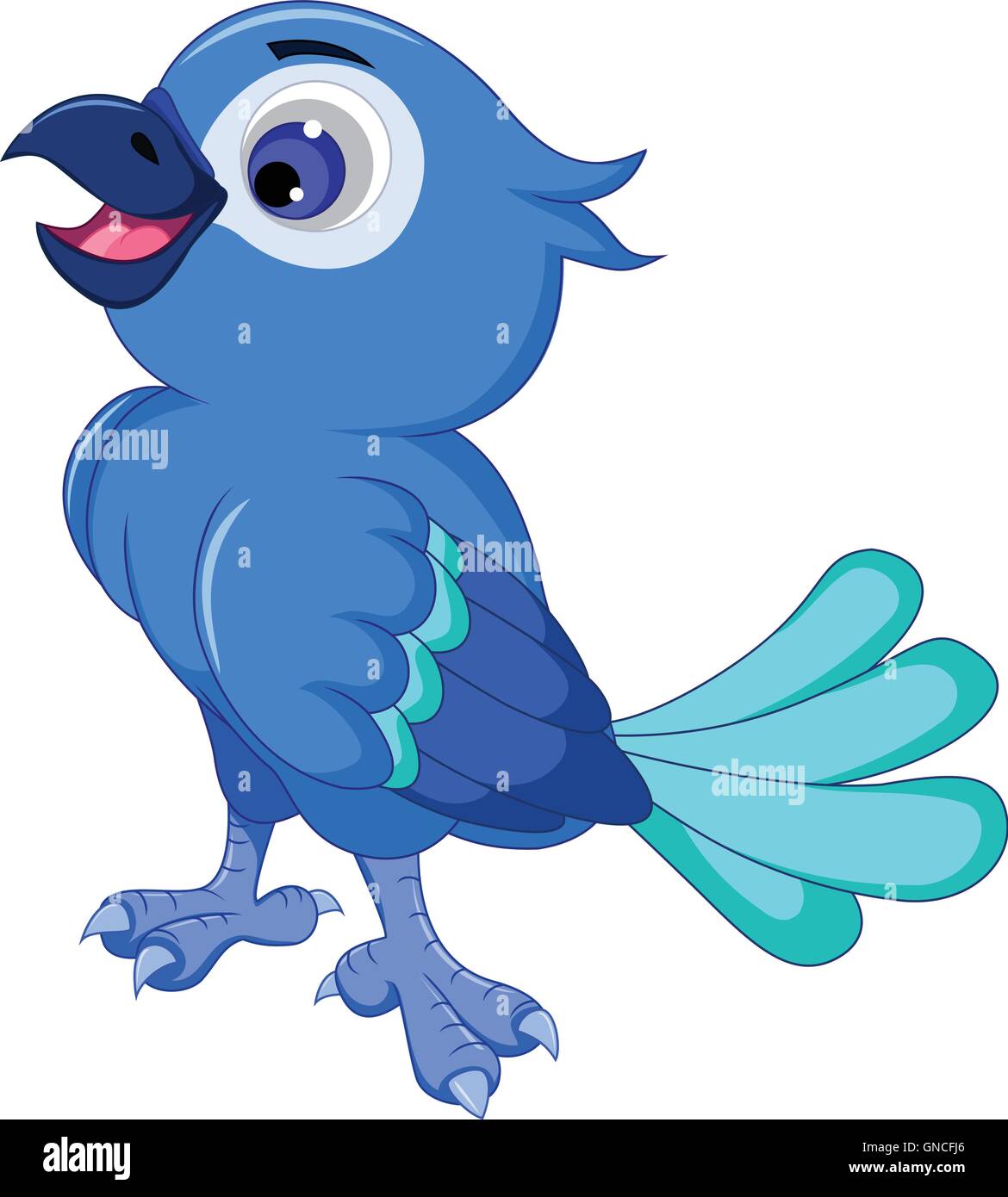 Grazioso uccello blu in posa Illustrazione Vettoriale