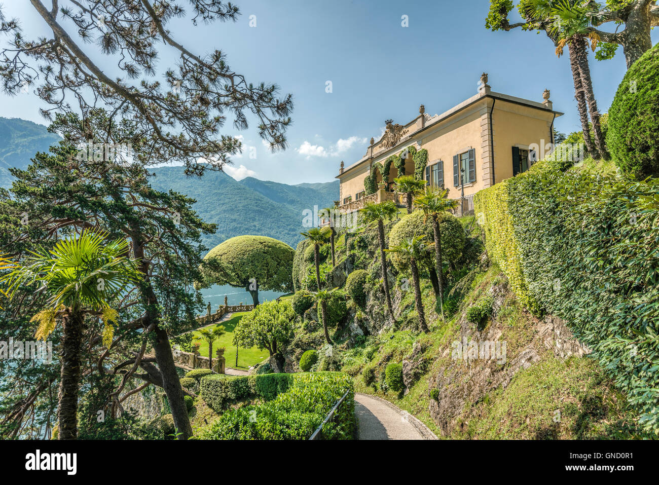 Giardino di Villa Balbianello, Lenno sul Lago di Como, Lombardia, Italia Foto Stock