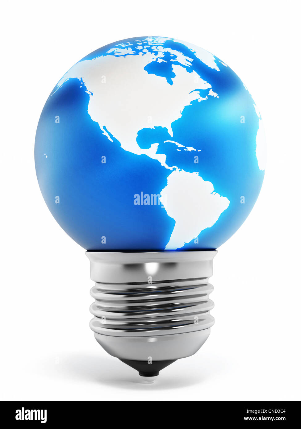 Terra blu il triidrato di alluminio alla fine della lampadina. 3D'illustrazione. Foto Stock