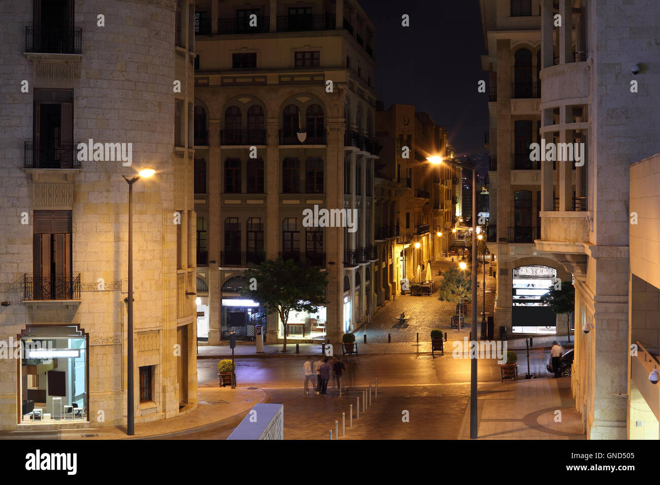 Il centro cittadino di Beirut di notte Foto Stock