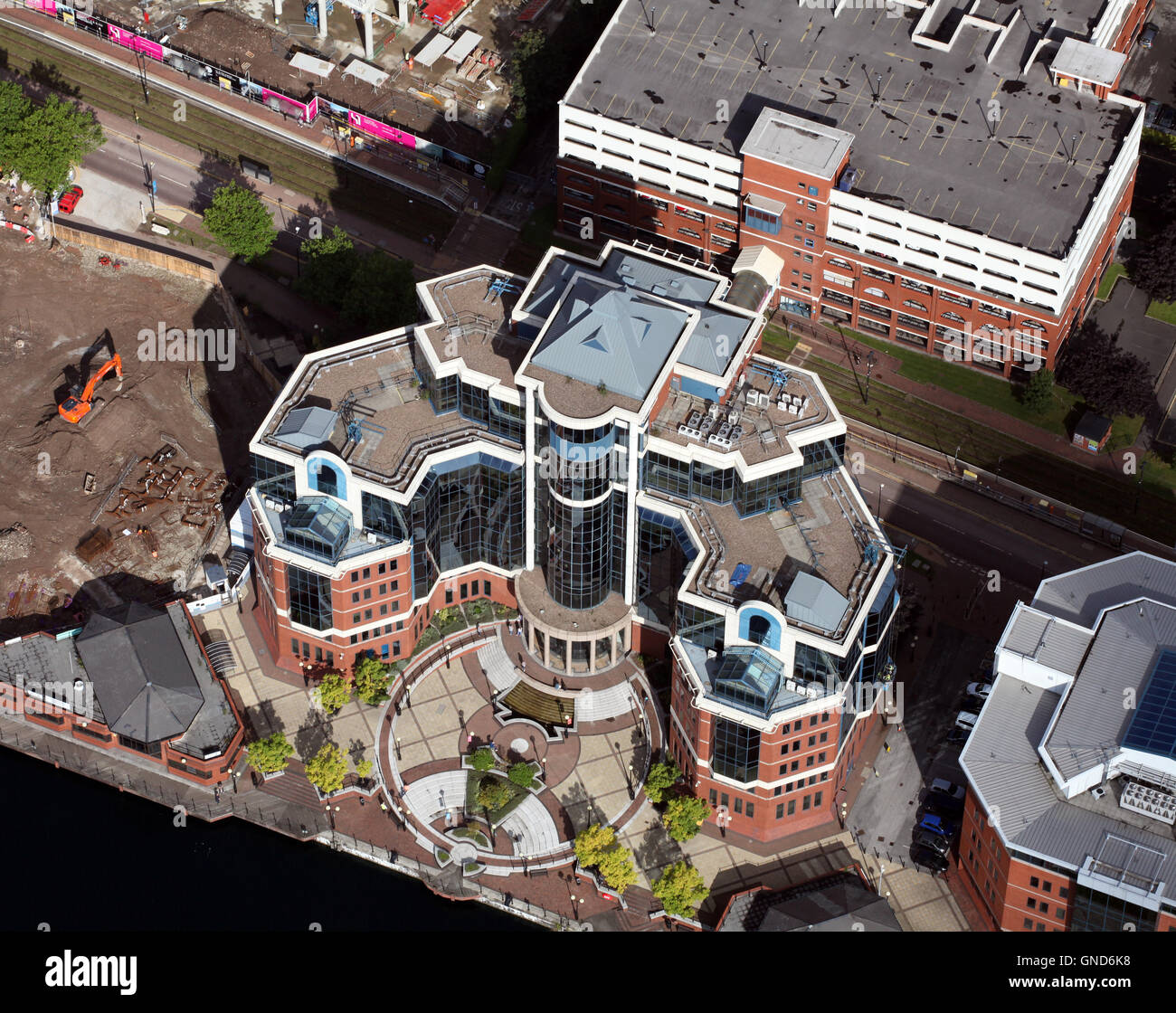 Vista aerea del WSP Group plc edificio a Salford Quays Foto Stock