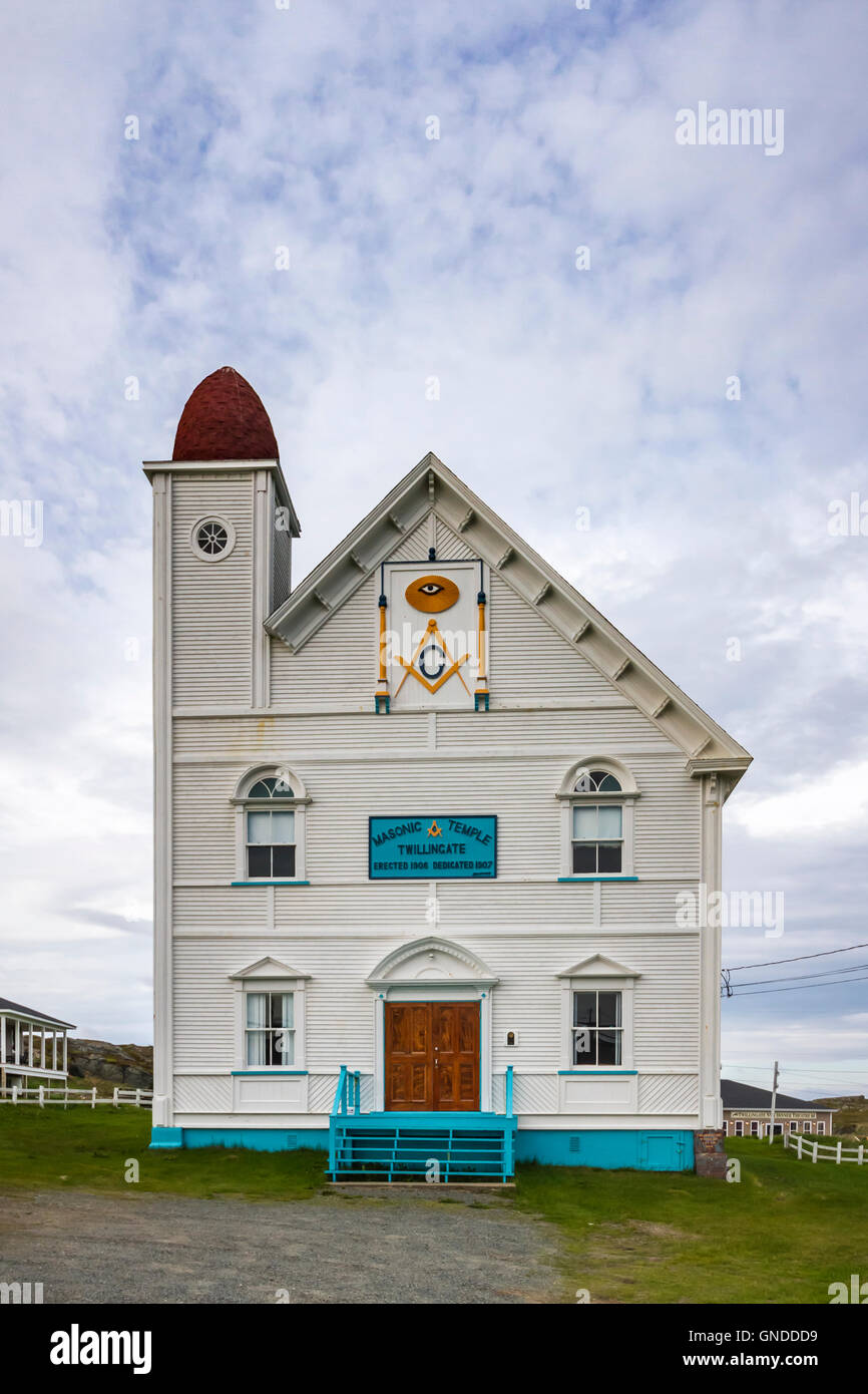 Il Tempio Massonico a Twillingate, Terranova e Labrador, Canada. Foto Stock
