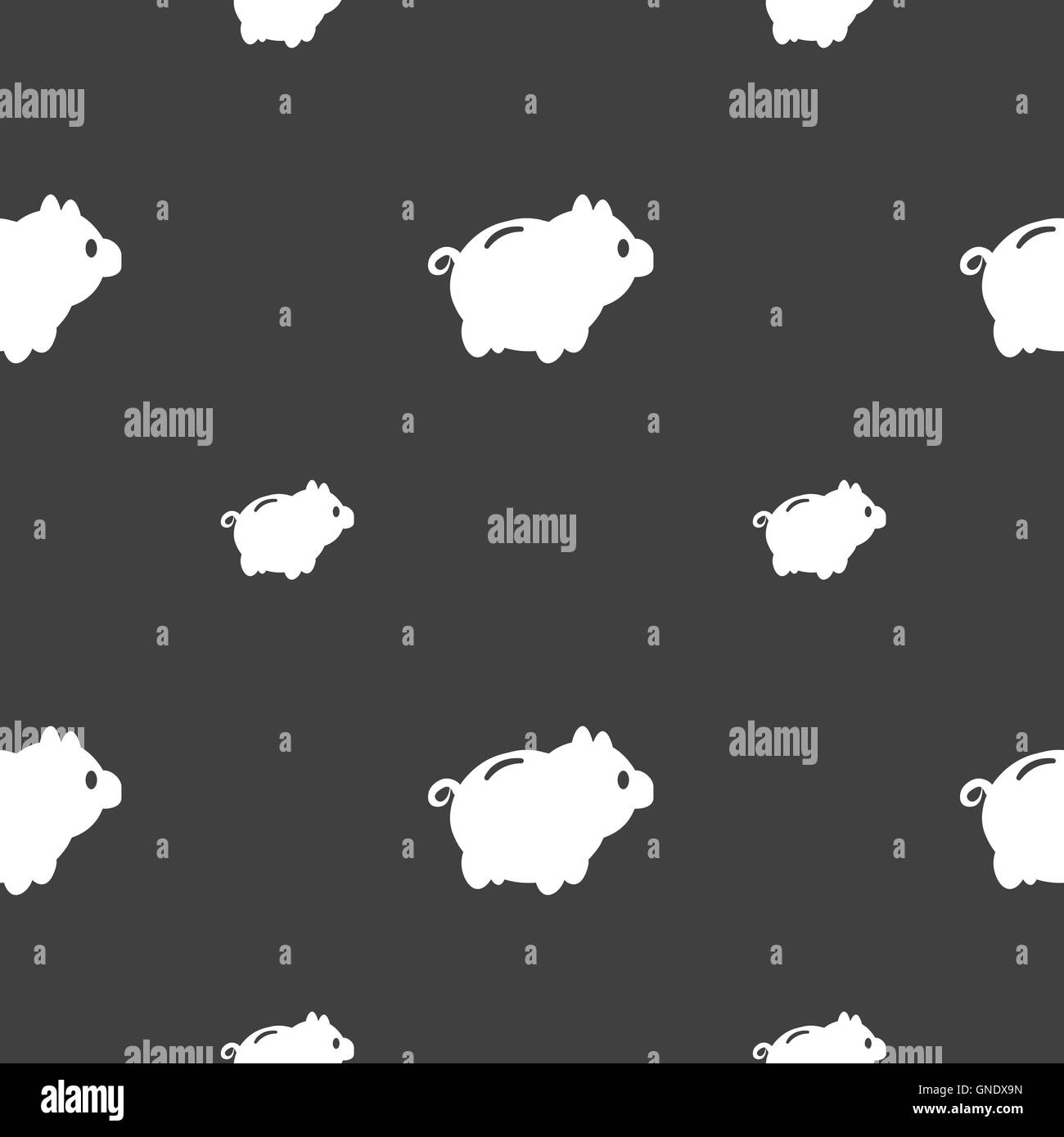 Salvadanaio icona segno. Seamless pattern su uno sfondo grigio. Vettore Illustrazione Vettoriale