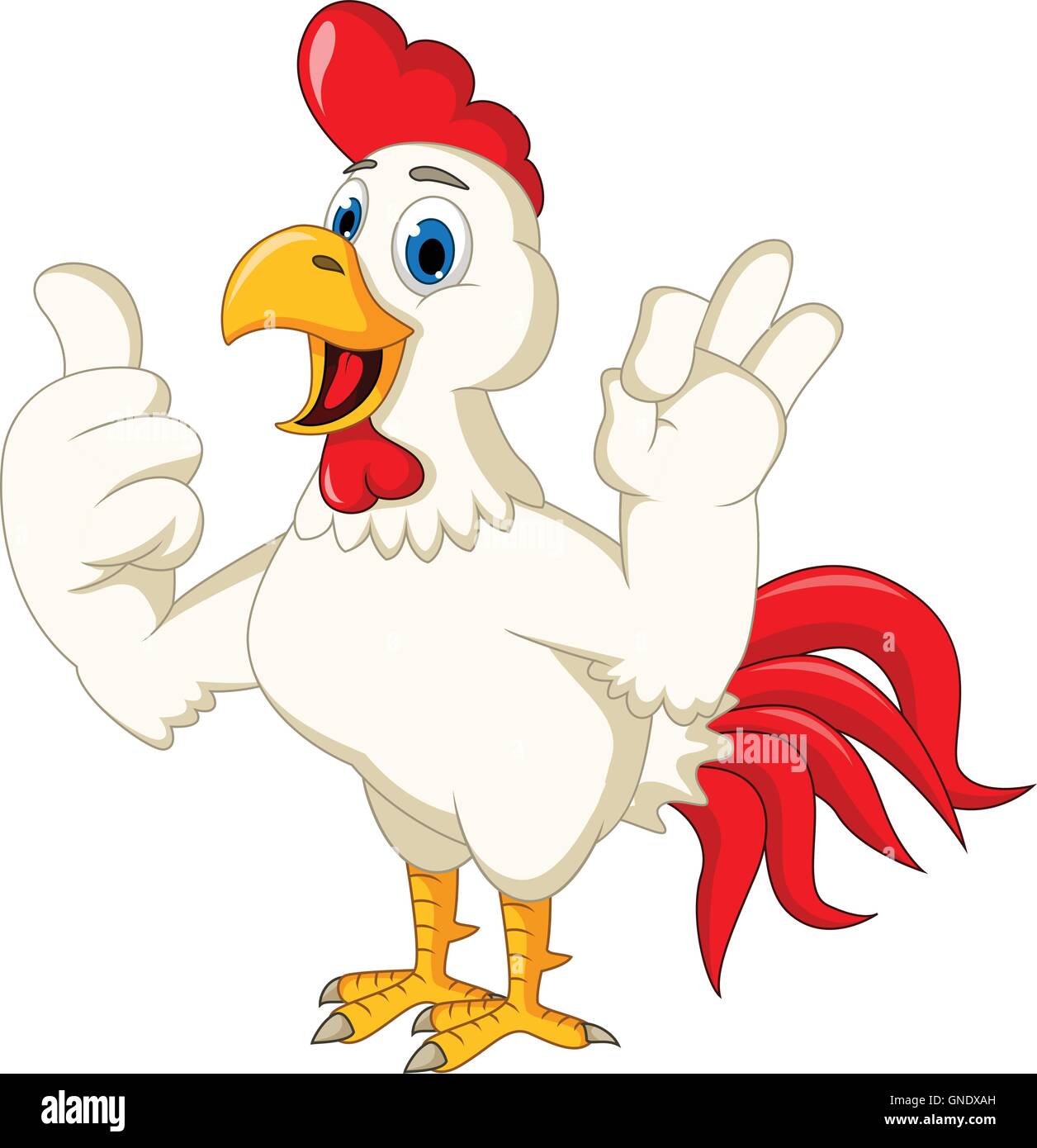 Happy cartoon rooster pollice in alto Illustrazione Vettoriale