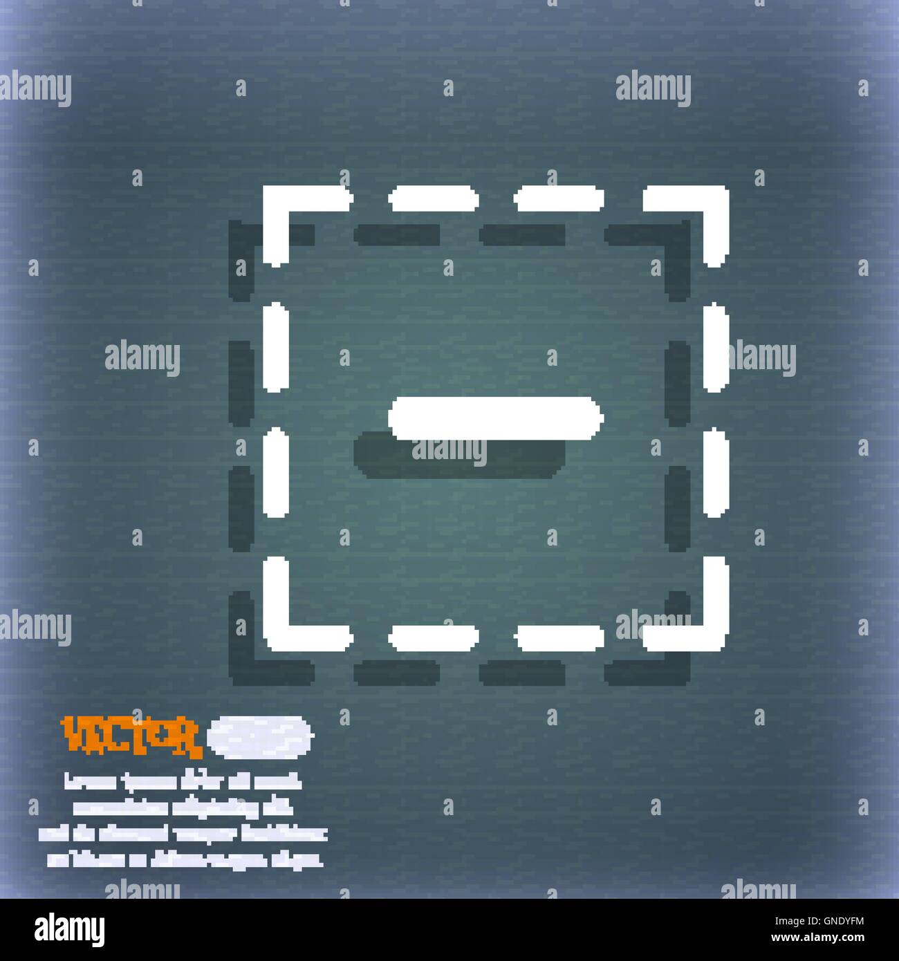 Il segno meno in un'icona quadrata. Sul blu-verde sfondo astratto con ombra e lo spazio per il tuo testo. Vettore Illustrazione Vettoriale