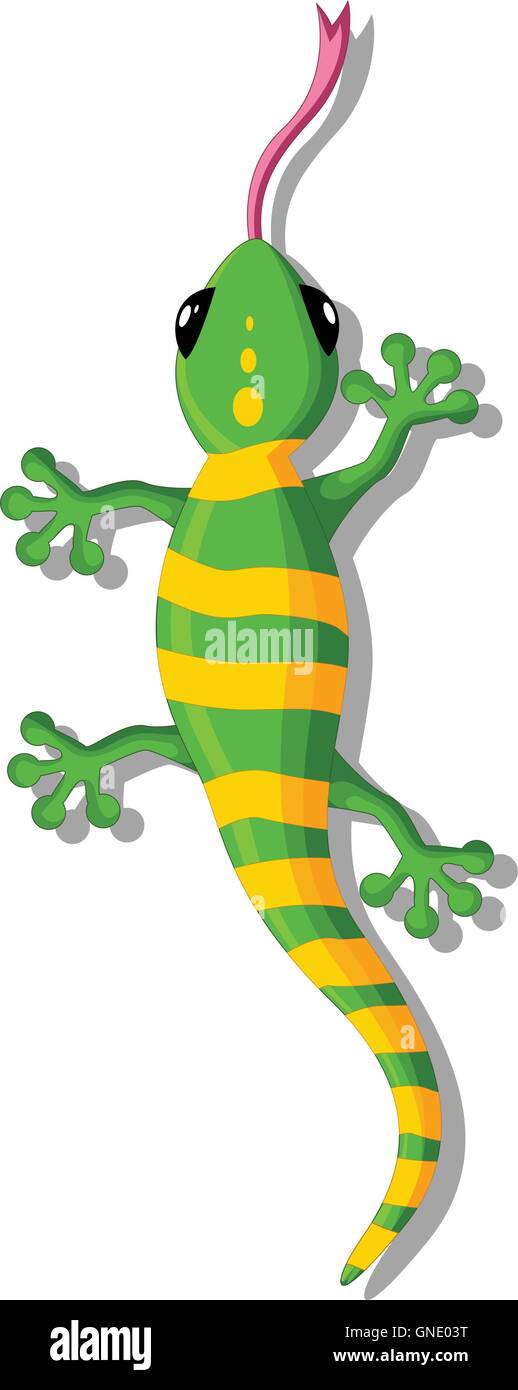 Verde geco cartoon per la progettazione Illustrazione Vettoriale