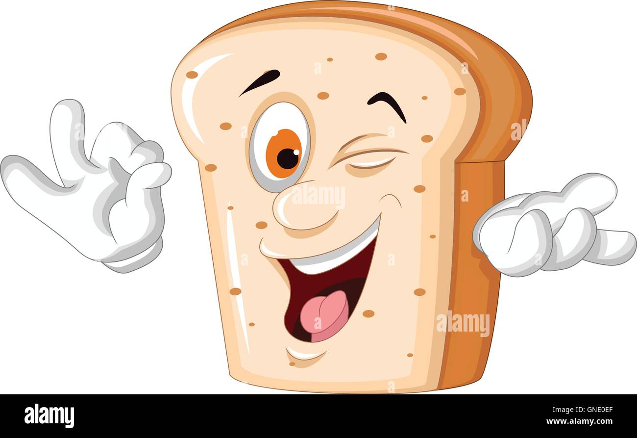 Fetta di pane cartoon in posa Illustrazione Vettoriale