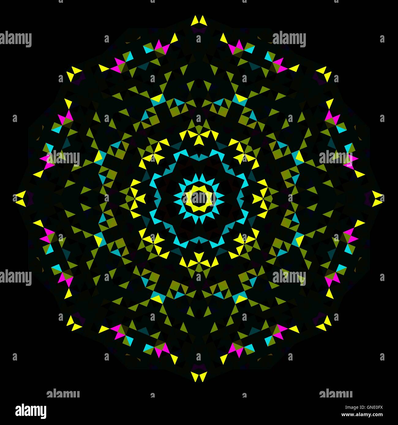 Geometrica astratta luminoso modello di caleidoscopio. Illustrazione Vettoriale
