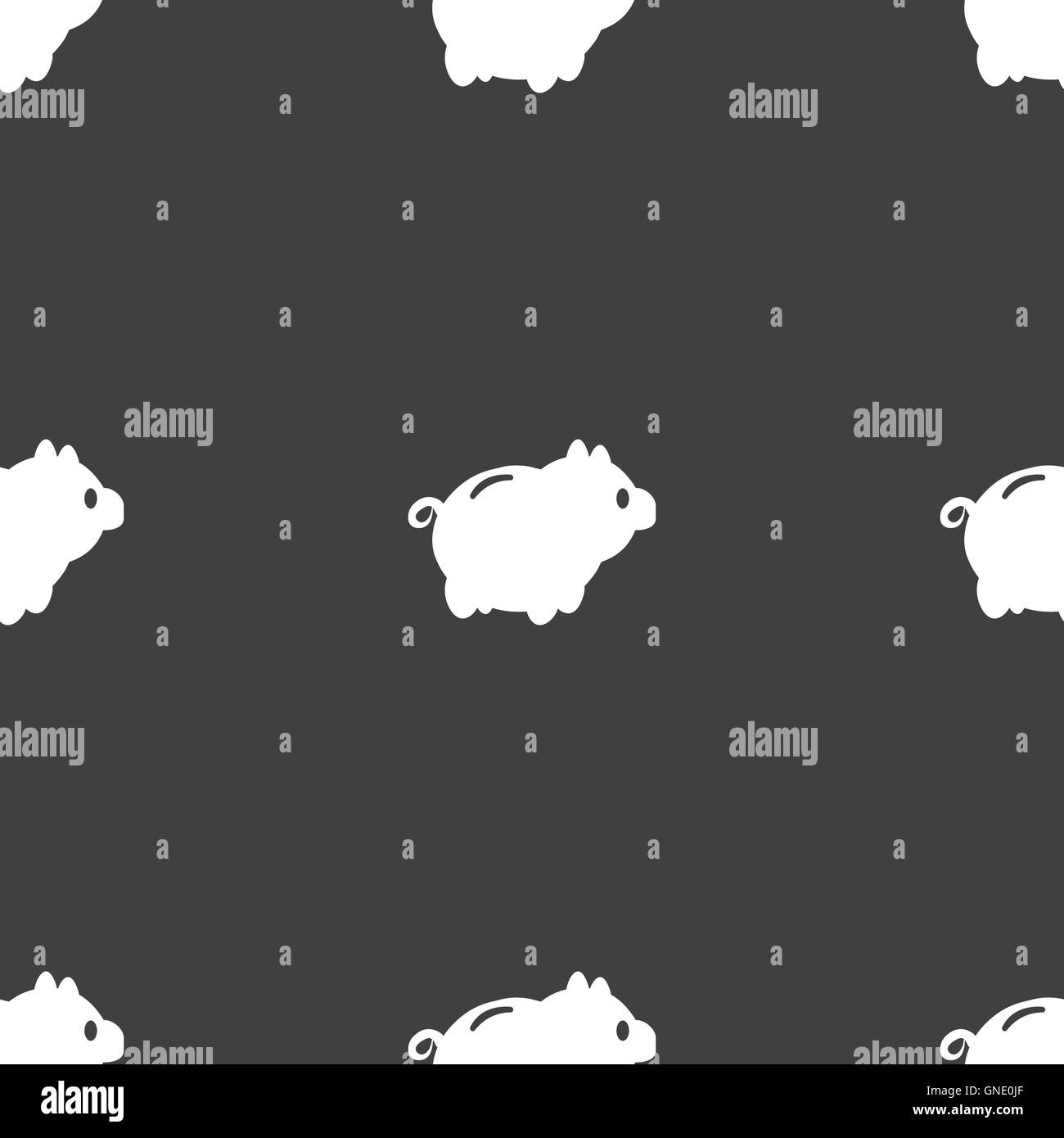 Salvadanaio icona segno. Seamless pattern su uno sfondo grigio. Vettore Illustrazione Vettoriale