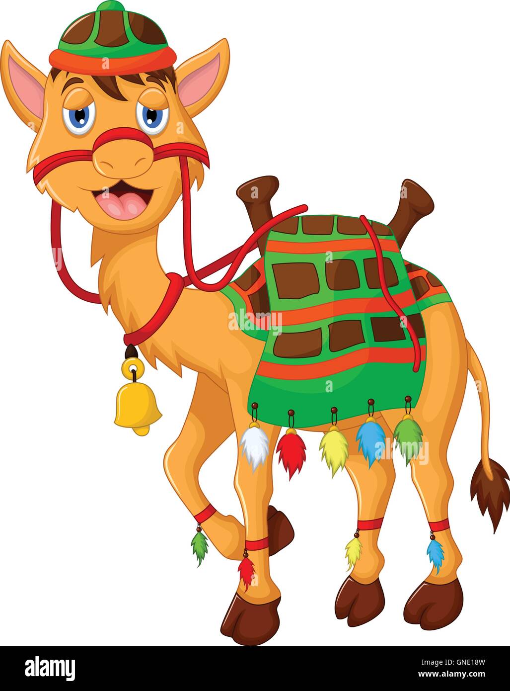 Carino il camel cartoon a piedi Illustrazione Vettoriale