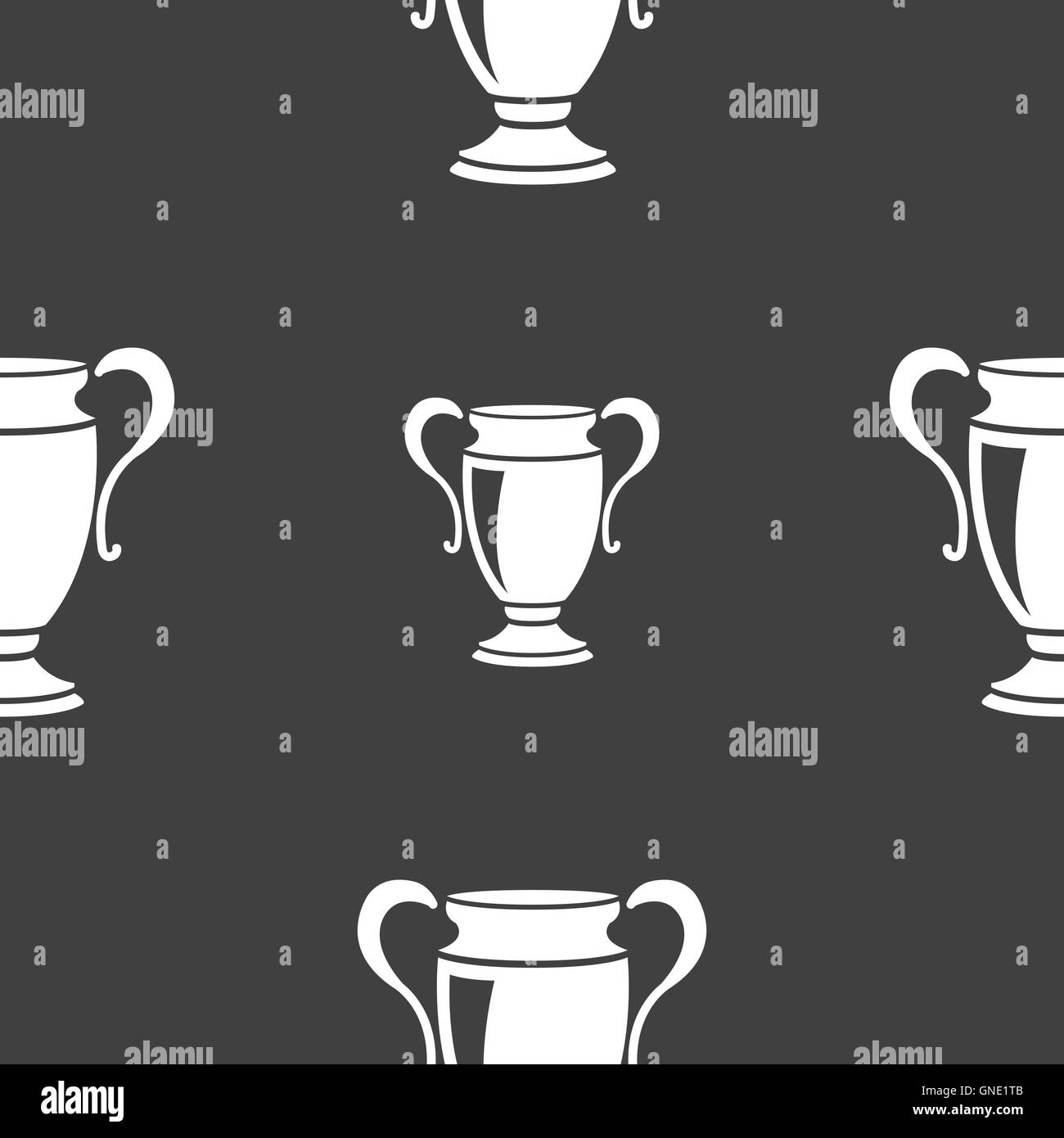 Icona del trofeo segno. Seamless pattern su uno sfondo grigio. Vettore Illustrazione Vettoriale
