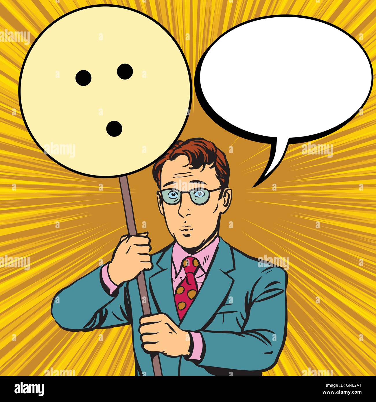 Protester con un poster, sorpresa Emoji Illustrazione Vettoriale