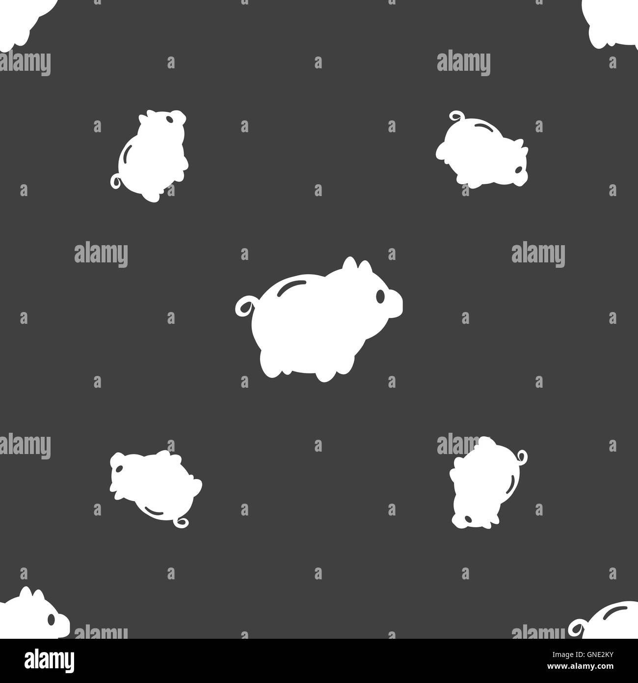 Salvadanaio icona segno. Seamless pattern su uno sfondo grigio. Vettore Illustrazione Vettoriale