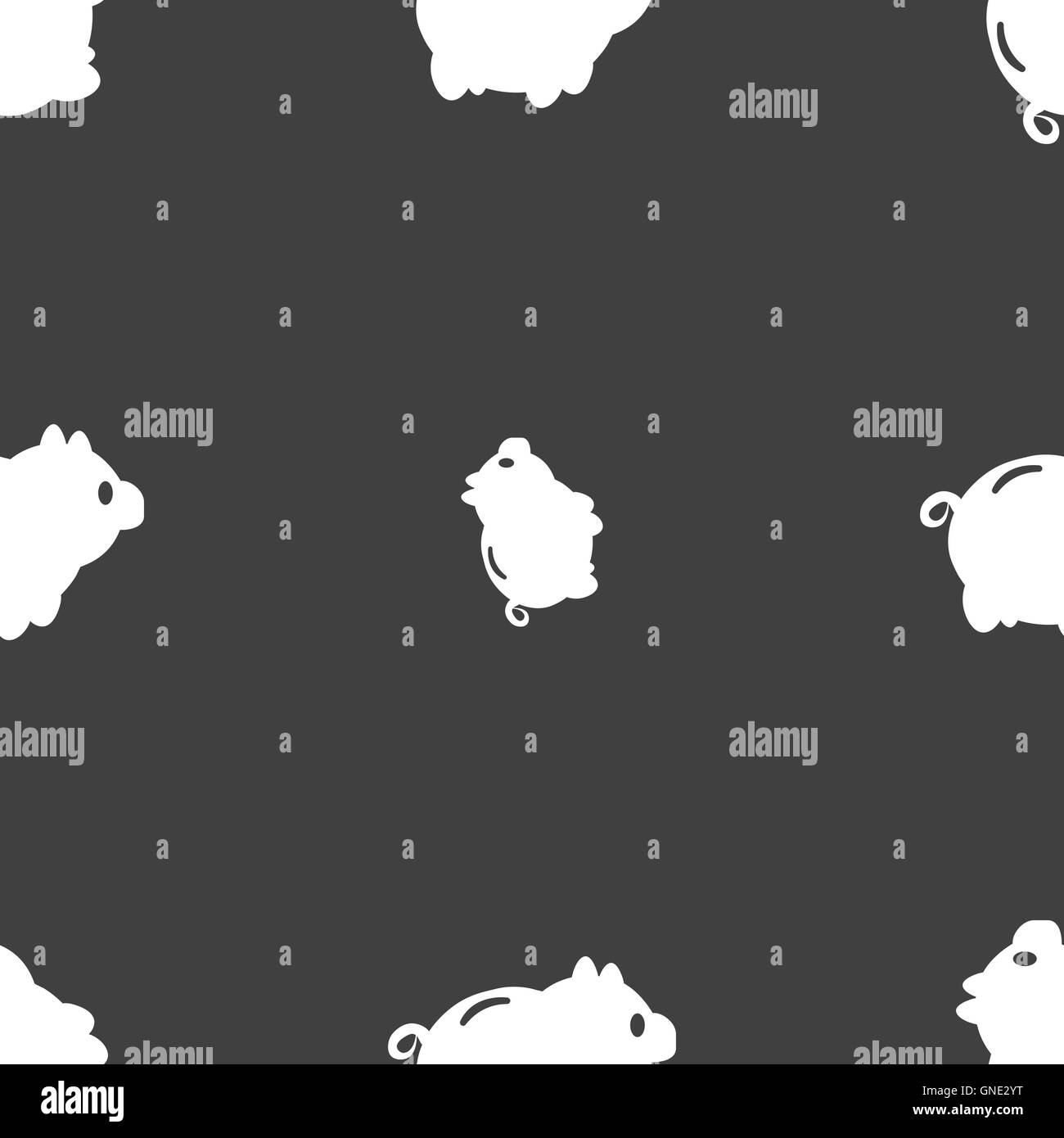 Salvadanaio icona segno. Seamless pattern su uno sfondo grigio. Vettore Illustrazione Vettoriale