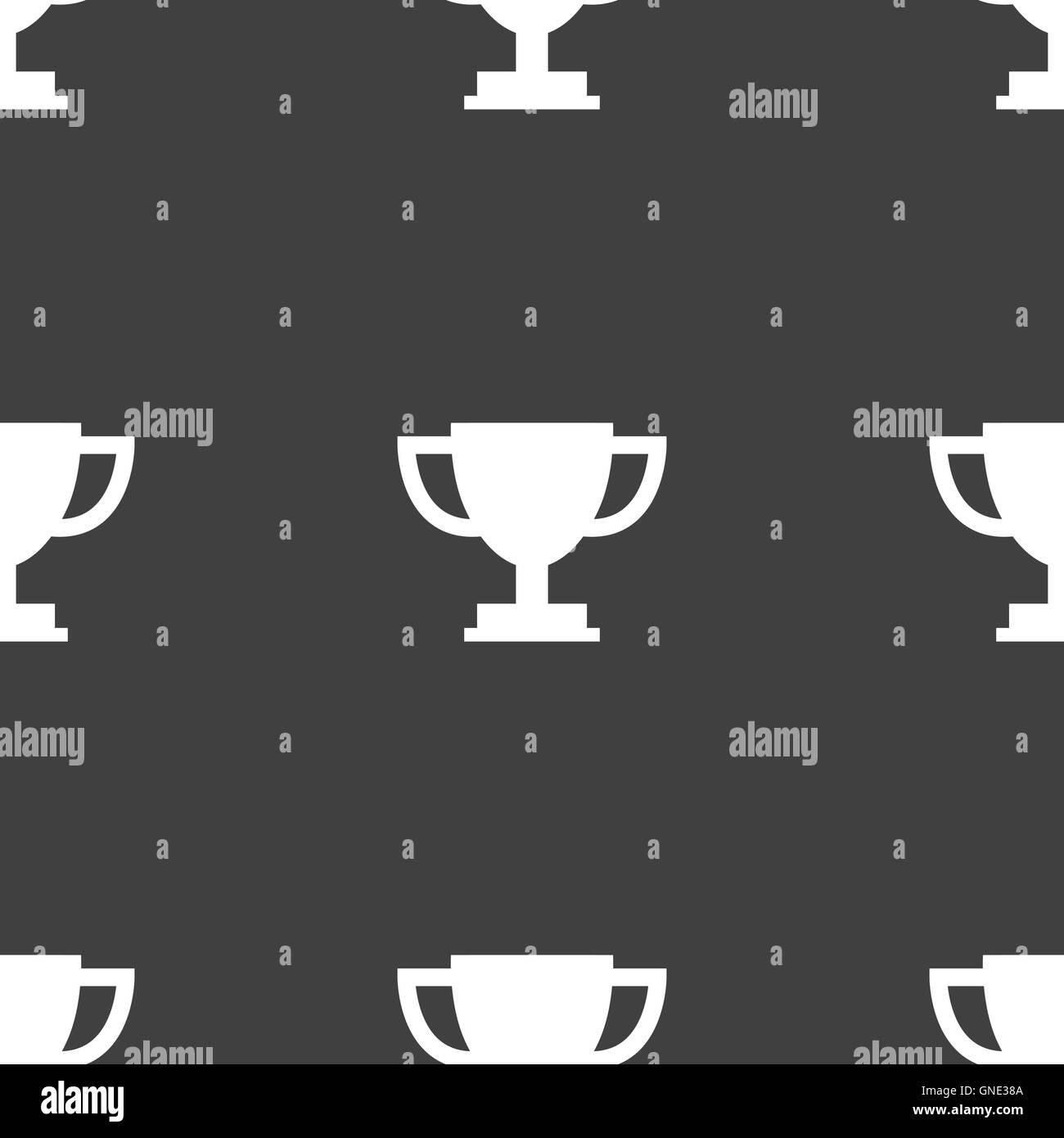 Trofeo icona Coppa del segno. Seamless pattern su uno sfondo grigio. Vettore Illustrazione Vettoriale
