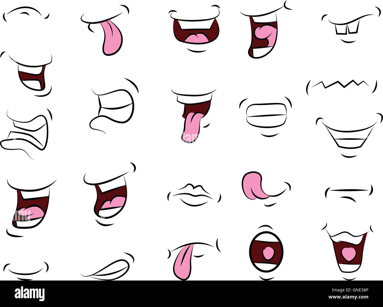Set di bocche cartoon per il tuo design Illustrazione Vettoriale