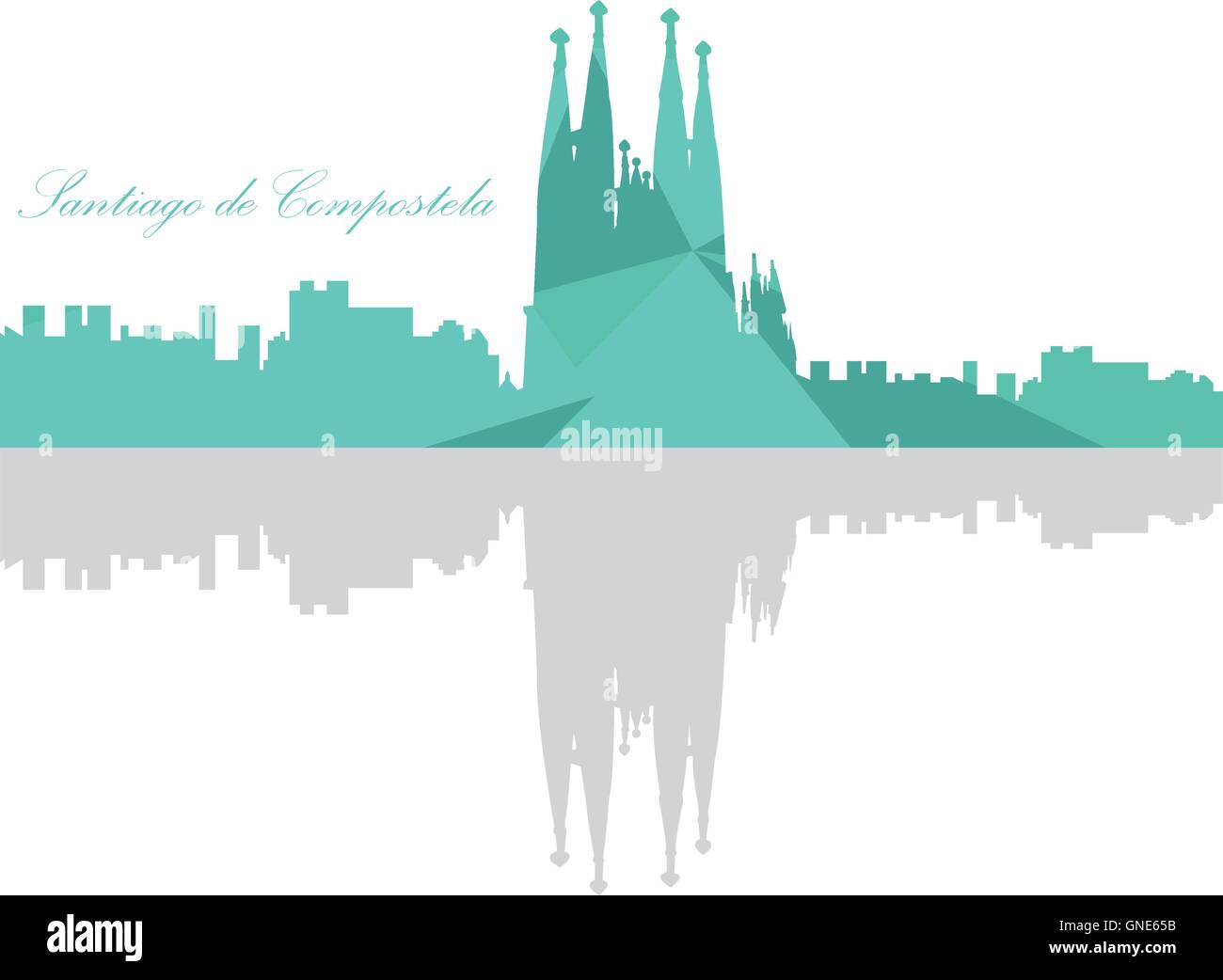 Isolato sullo skyline di Barcellona su uno sfondo bianco, illustrazione vettoriale Illustrazione Vettoriale