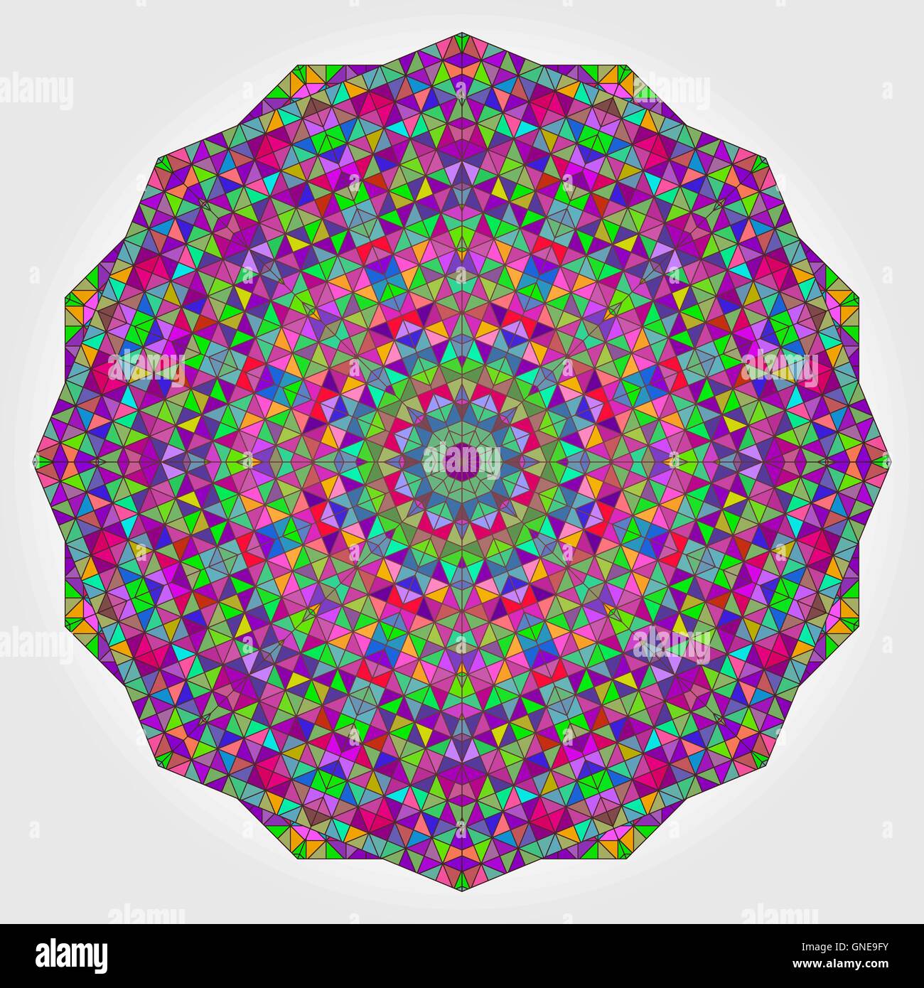 Cerchio colorato caleidoscopio sullo sfondo. Mosaico fiore astratto Illustrazione Vettoriale