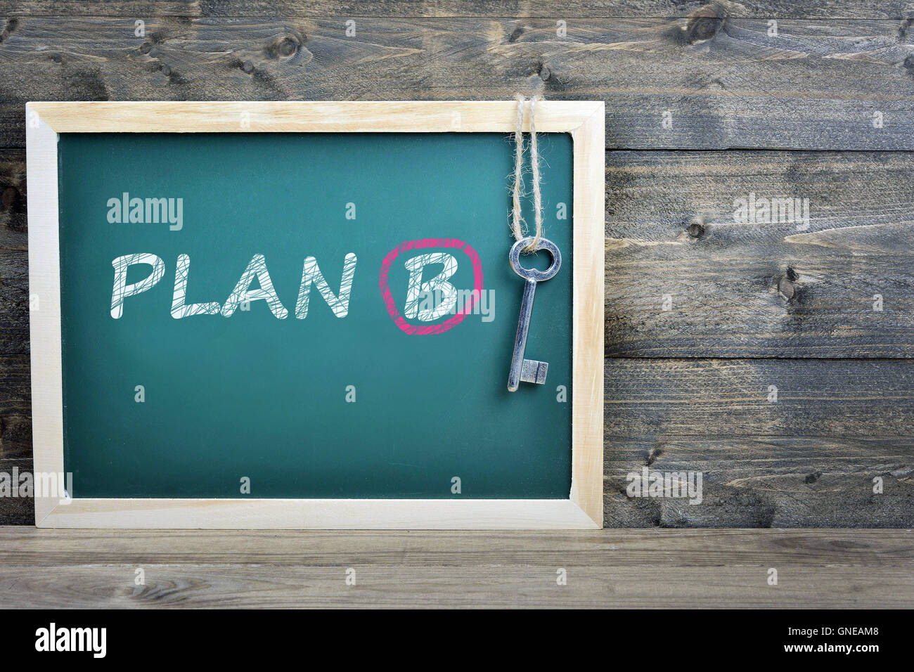 Plan B testo sul bordo della scuola e la vecchia chiave Foto Stock