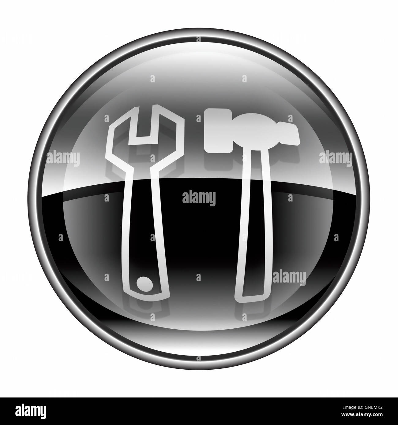 Icona Strumenti nero, isolati su sfondo bianco. Foto Stock