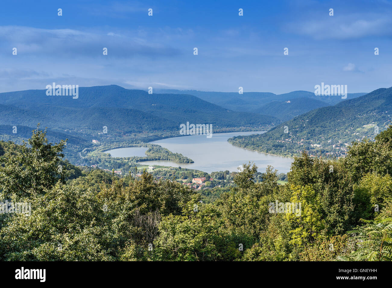 La Valle del Danubio è una curva del Danubio vicino alla città di Visegrad Foto Stock