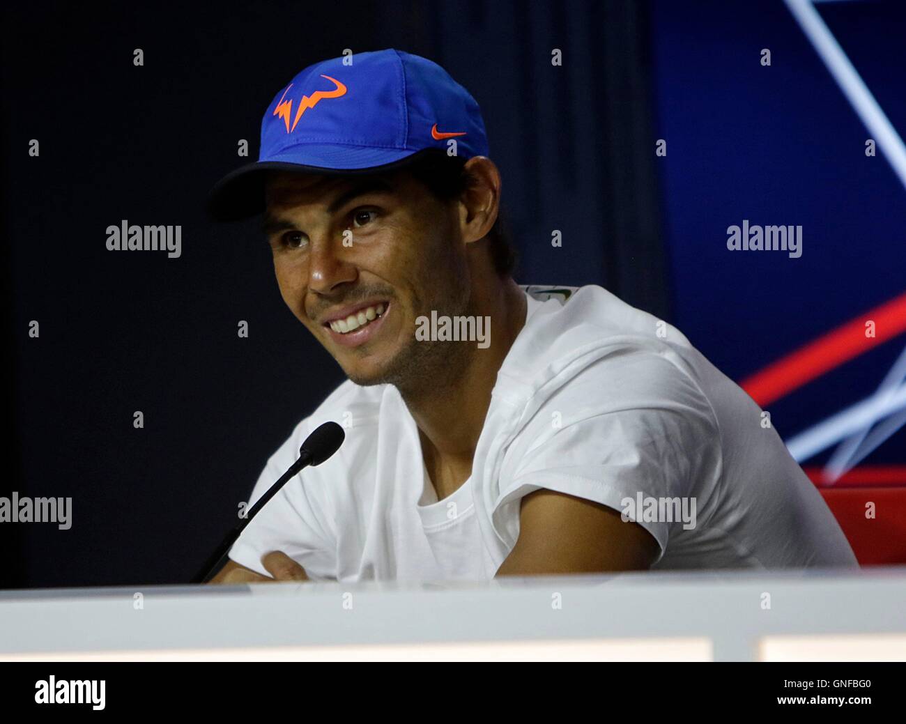 Flushing Meadows, New York, Stati Uniti d'America. Il 29 agosto, 2016. US Open Tennis Championships. La formazione e la qualifica. Rafael Nadal conferenza stampa Credito: Azione Sport Plus/Alamy Live News Foto Stock