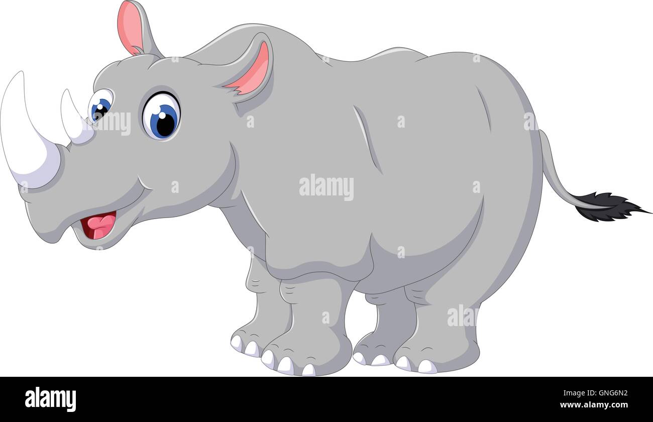 Carino rhino cartoon in posa Illustrazione Vettoriale