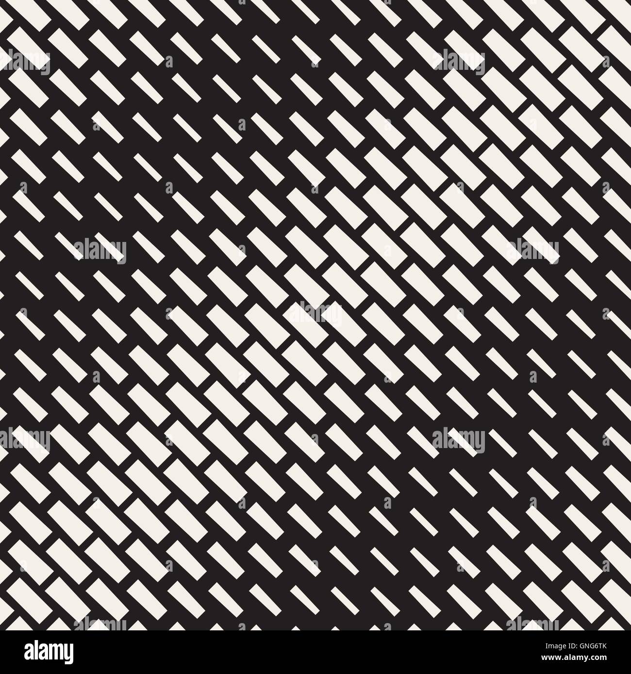 Vector Seamless in bianco e nero diagonale rettangolo Halftone Pattern Illustrazione Vettoriale
