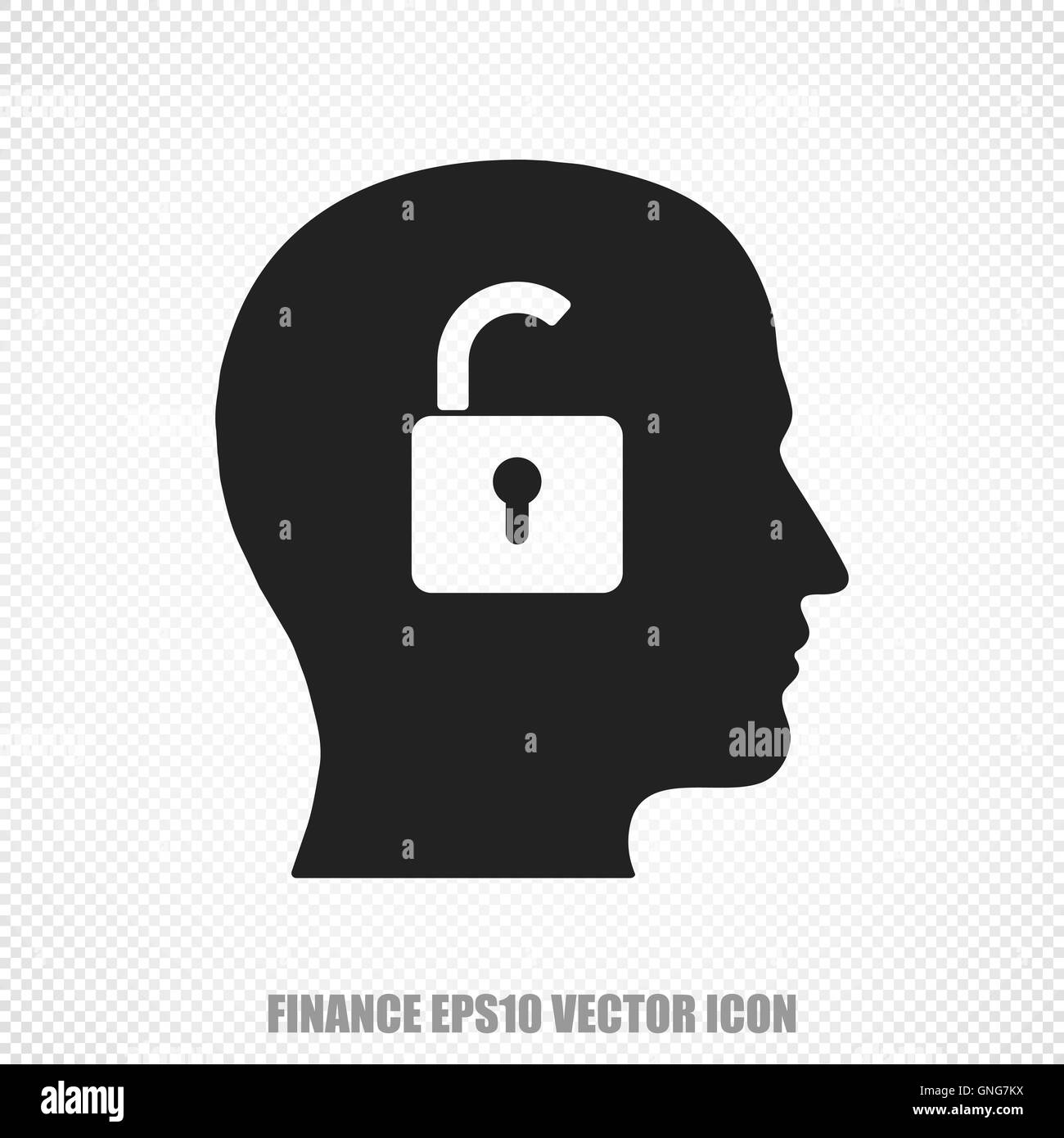 Vettore di Business testa con icona a forma di lucchetto. Moderno design piatto. Illustrazione Vettoriale