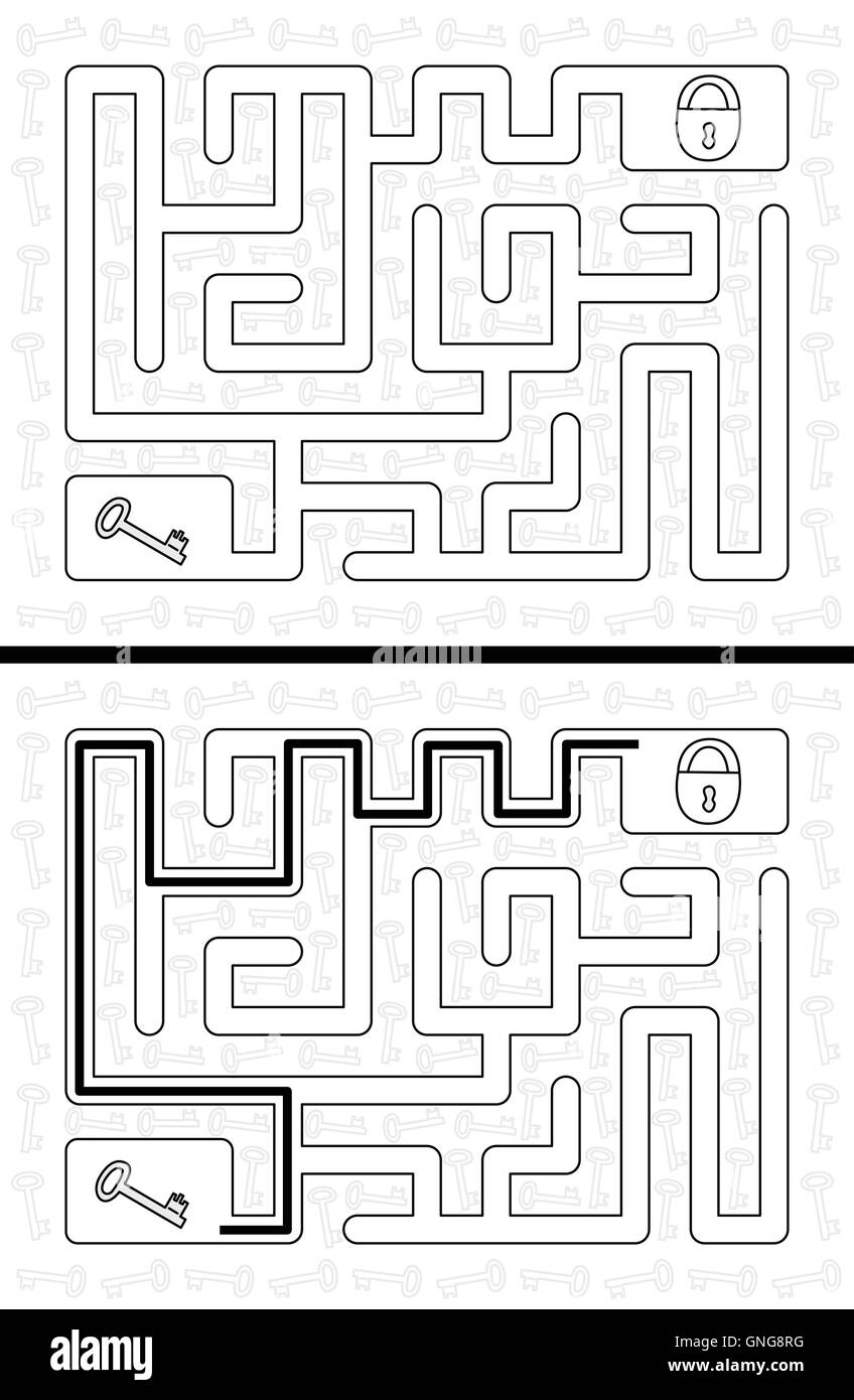 Labirinto di chiave facile Illustrazione Vettoriale