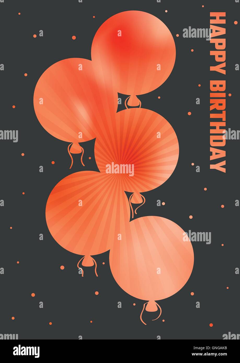 Illustrazione di compleanno con colore ballons Illustrazione Vettoriale