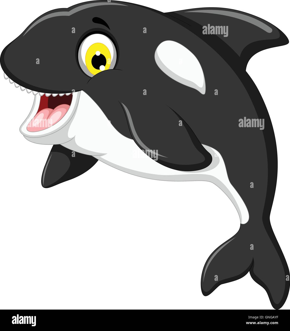 Funny Killer Whale cartoon nuoto Illustrazione Vettoriale