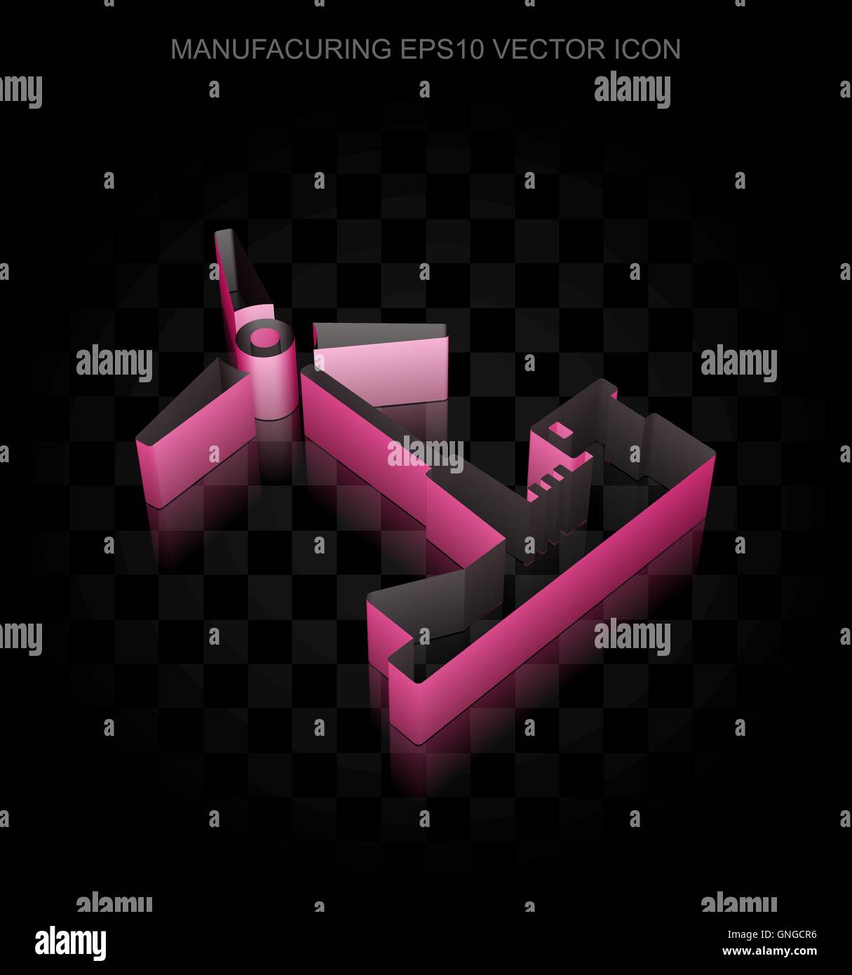 Icona del settore: Crimson 3d mulino di carta, le ombre trasparenti, EPS 10 vettore. Illustrazione Vettoriale