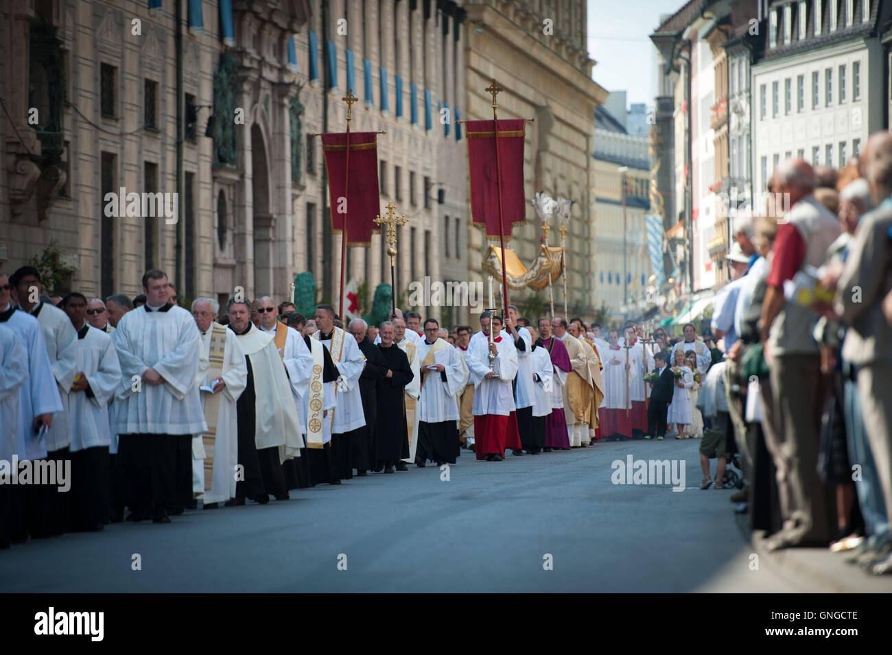 Processione del Corpus Domini a Monaco di Baviera, 2014 Foto Stock