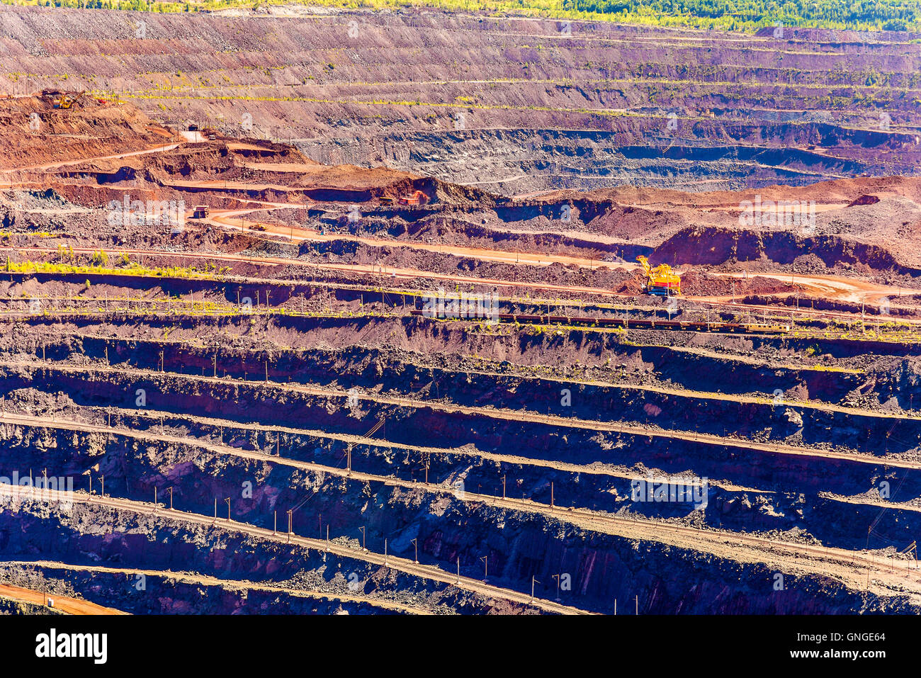 Estrazione del minerale ferroso in campo Mikhailovsky all'interno di Kursk anomalia magnetica, Russia Foto Stock