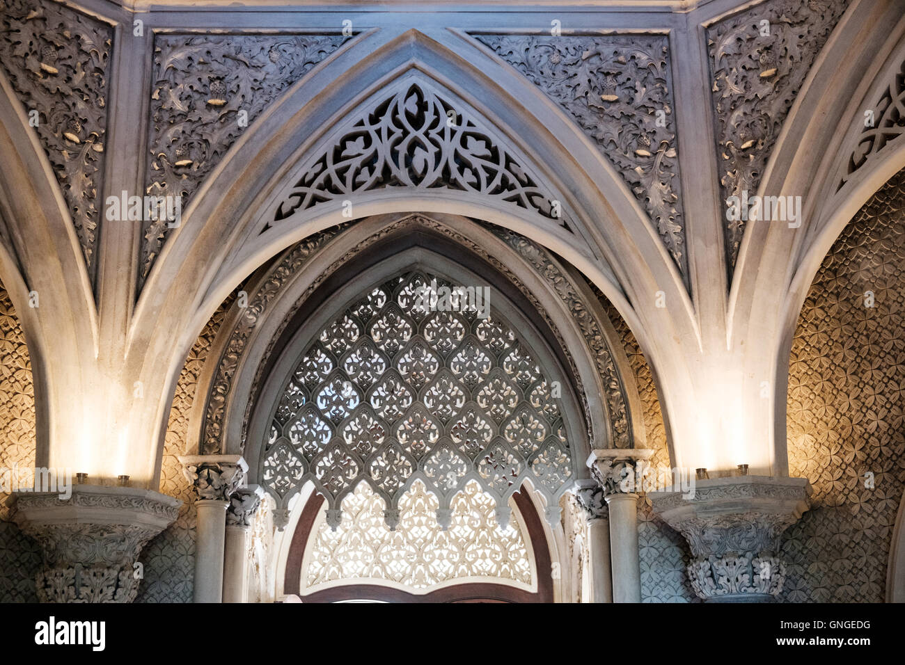 Gli interni del palazzo Monserrate vicino a Sintra, Portogallo Foto Stock