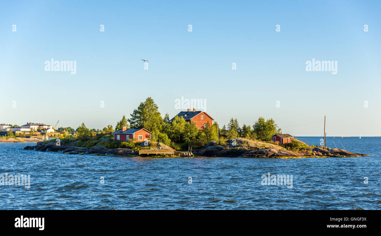 Vista di Ryssansaari, una piccola isola vicino a Helsinki Foto Stock