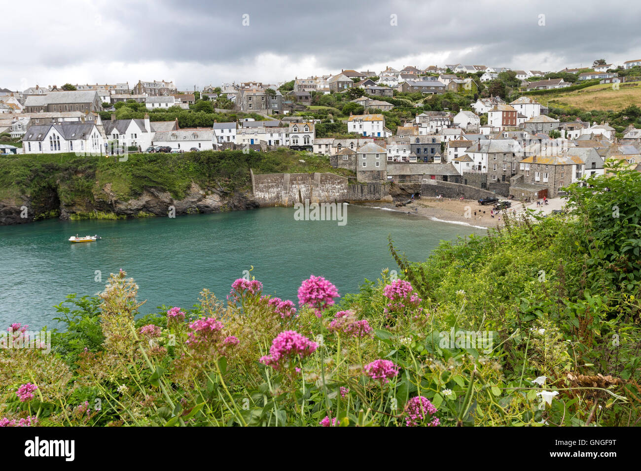 Port Issac, visto da vicino la casa del televisore il carattere di Dr Martin, Cornwall Inghilterra REGNO UNITO Foto Stock