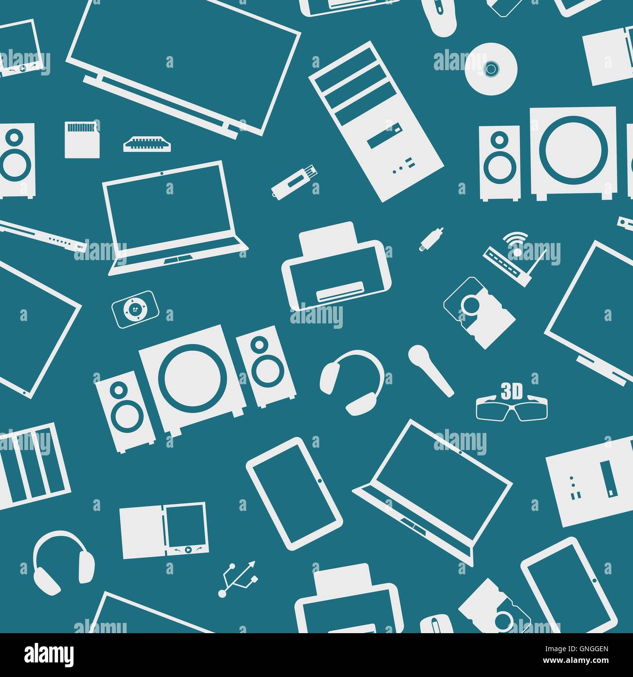 Sfondo senza giunture da dispositivi digitali, illustrazione vettoriale. Illustrazione Vettoriale