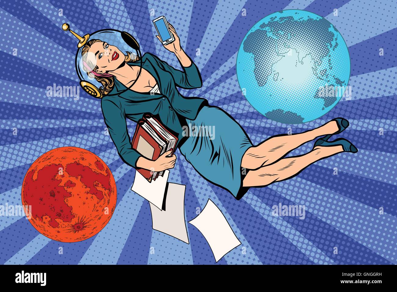 Cosmic business donna astronauta Illustrazione Vettoriale