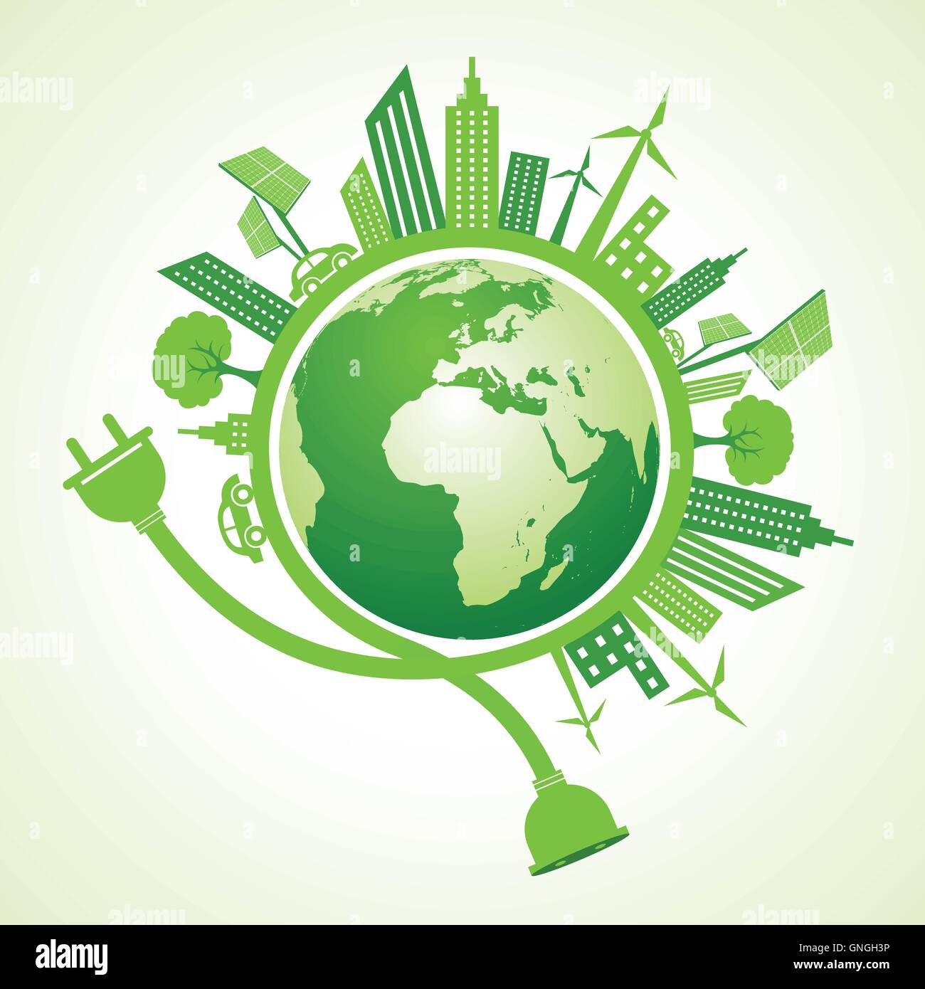 Eco concetto di città con terra vettore di stock Illustrazione Vettoriale