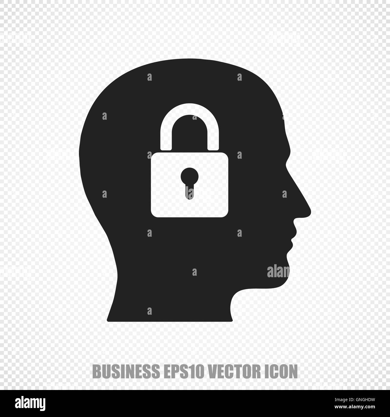 Vettore di Business testa con icona a forma di lucchetto. Moderno design piatto. Illustrazione Vettoriale