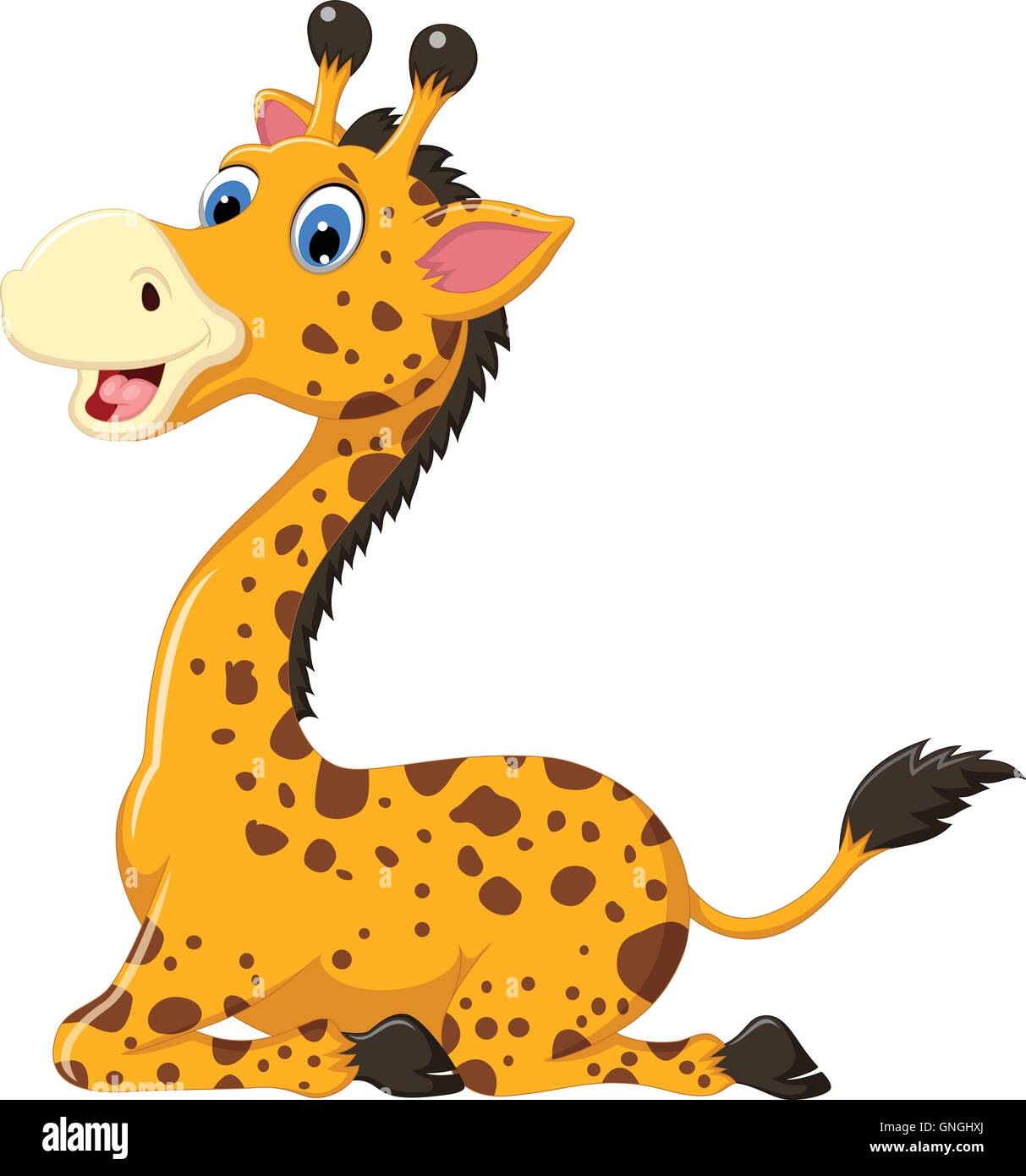 Carino giraffa cartoon seduta Illustrazione Vettoriale