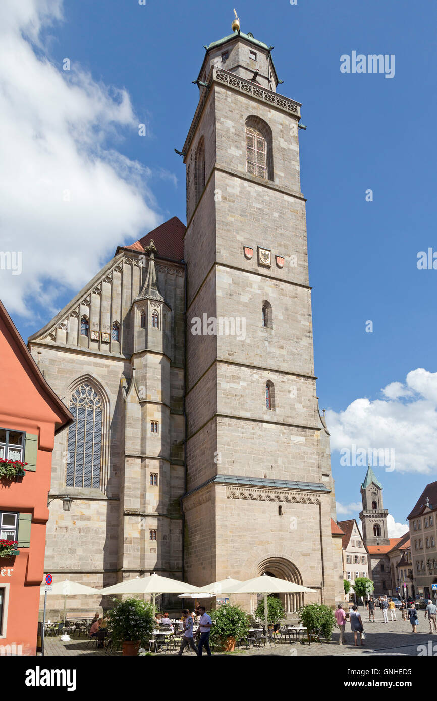 Saint George's Minster, città vecchia, Dinkelsbuehl, Franconia centrale, Baviera, Germania Foto Stock