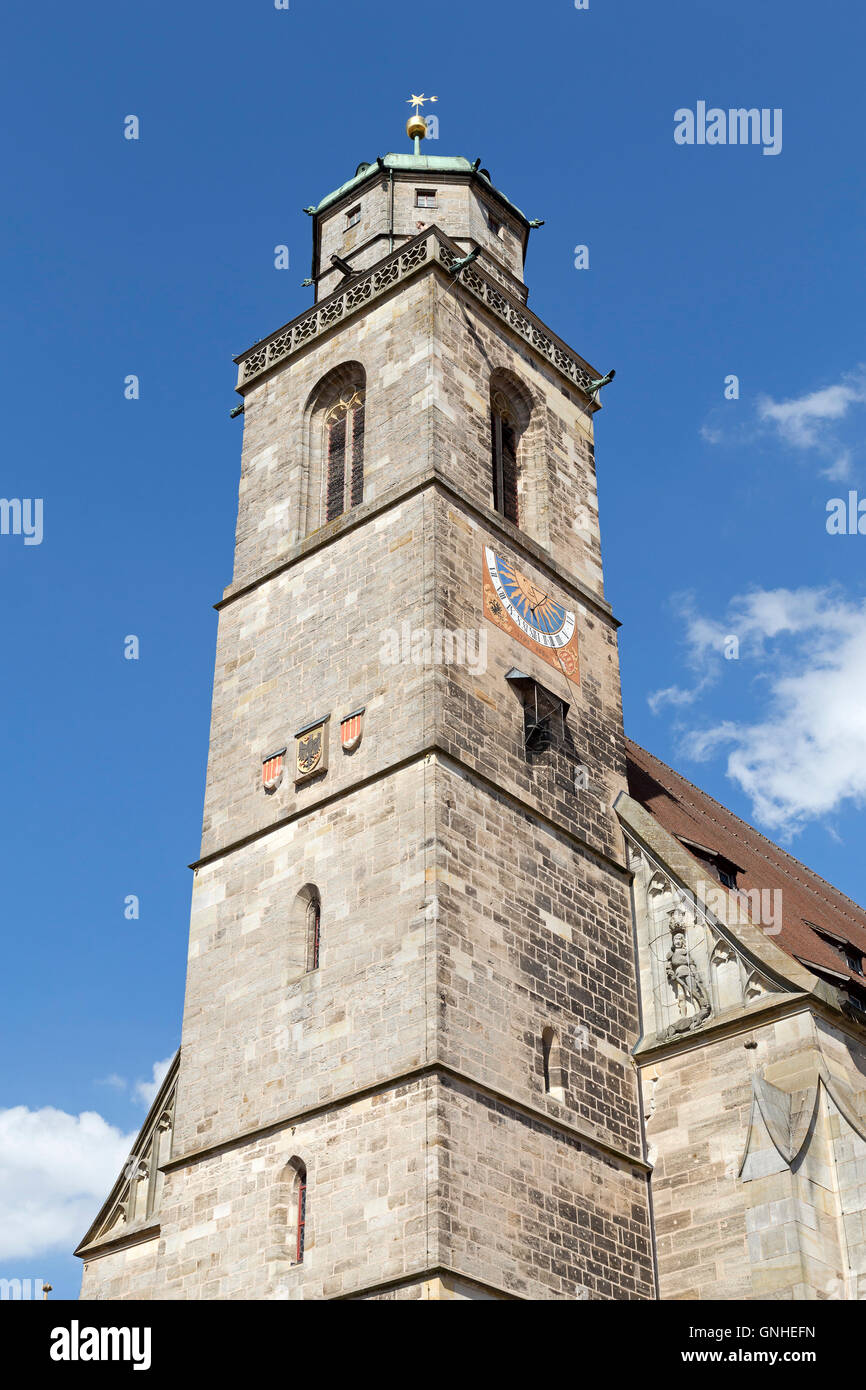 Saint George's Minster, città vecchia, Dinkelsbuehl, Franconia centrale, Baviera, Germania Foto Stock