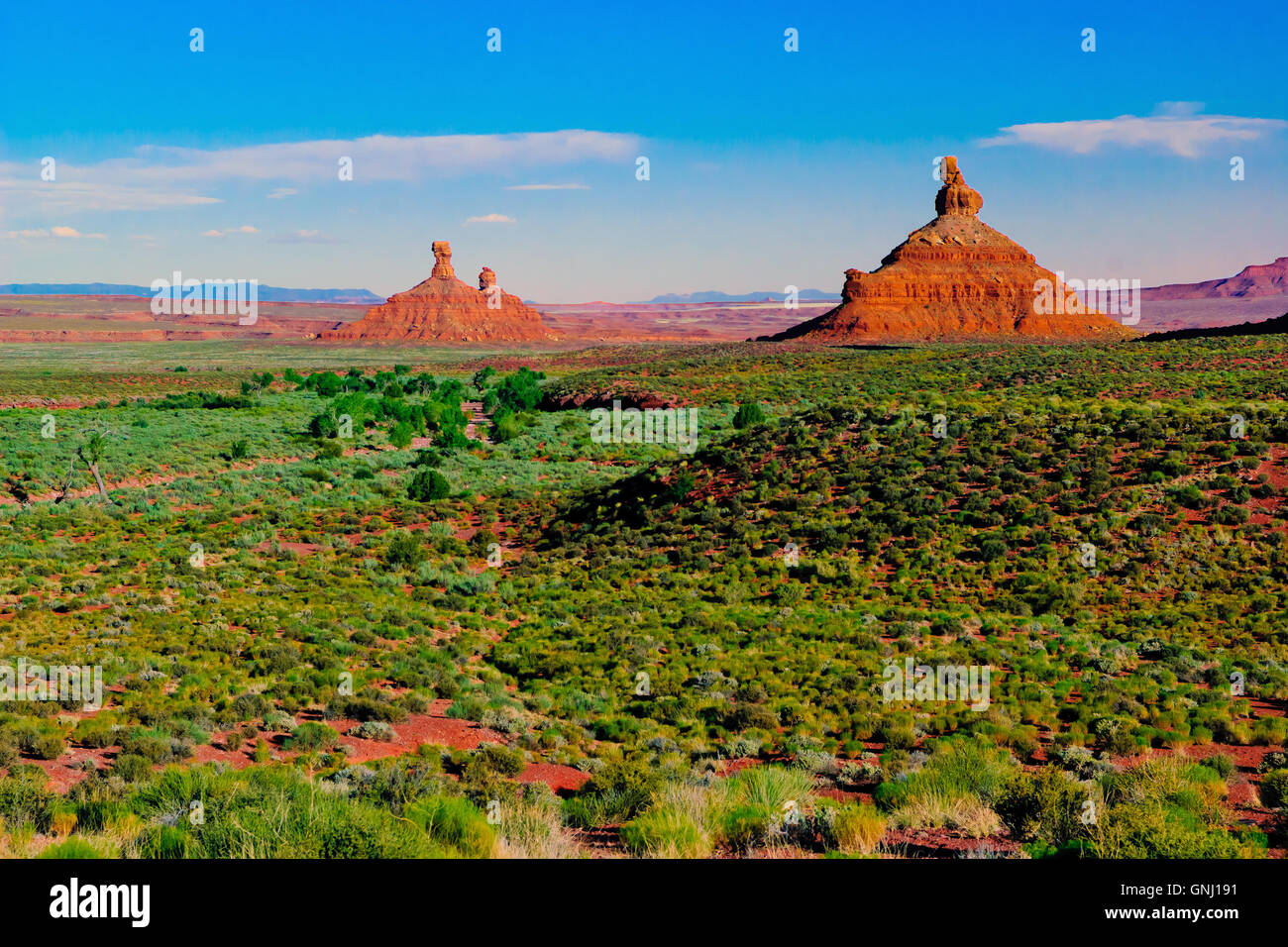 Sentinelle degli dei, Valle degli dei, Utah, Stati Uniti Foto Stock