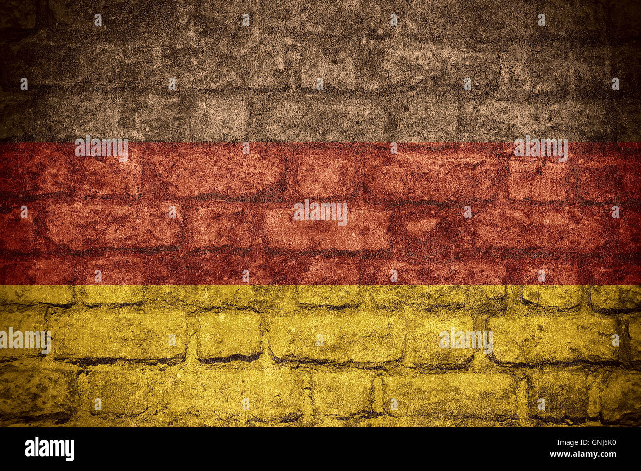 Bandiera della Germania o Tedesco banner sulla texture di mattoni Foto Stock